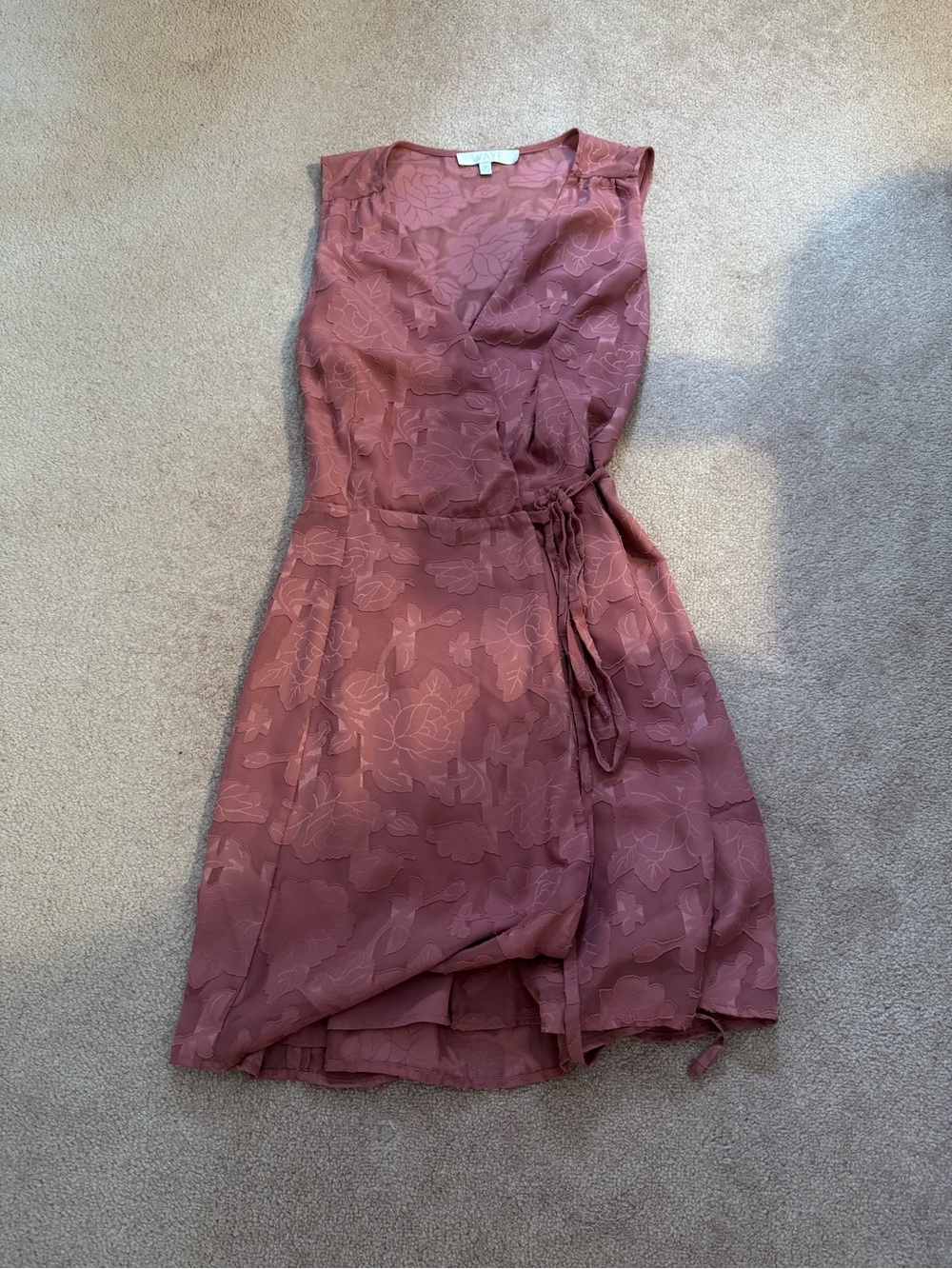 WAYF - Rose Wrap Tie Waist Dress with Floral Jacquard